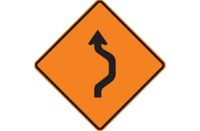 Double Reverse Curve Right (RUS) Roll-Up Signs