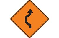 Double Reverse Curve Left (RUS) Roll-Up Signs