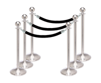 Stanchion Bundle - (6) Ball Top Dome Base Posts with (4) 6’L Velour Ropes